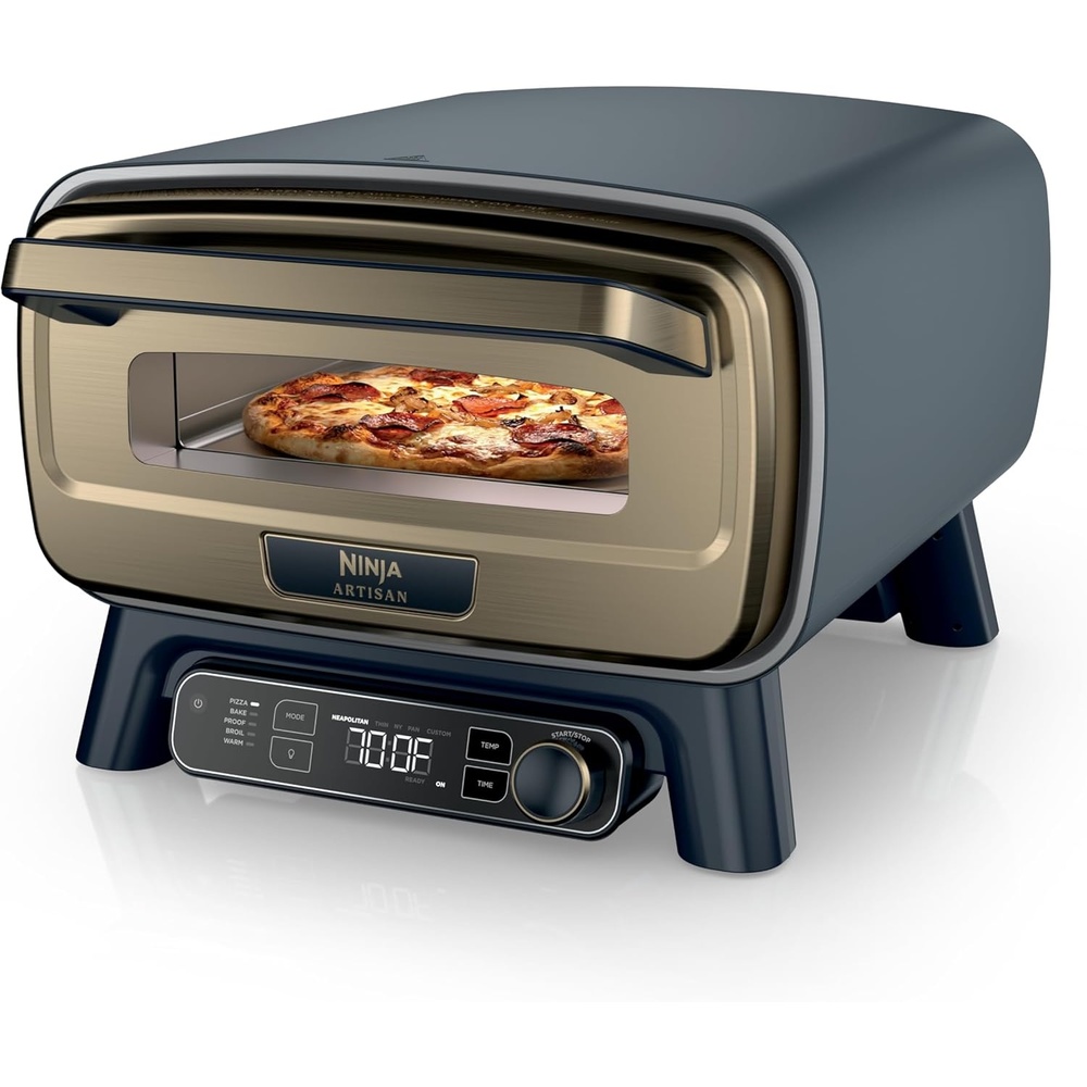 image:imageNinja Artisan Outdoor Pizza Oven 12inch 3minute Pizza Neapolitan Thin Crust New York Chicago Custom 700F Max Temperature Electric Heat Bake Broil Proof Warm Blue MO201BL1Blue