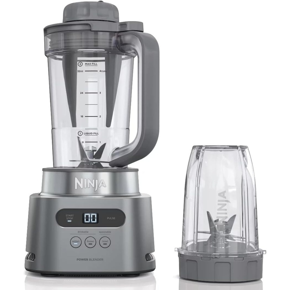 image:imageNinja SS150 TWISTi Blender DUO HighSpeed 1500 WP Smoothie Maker amp Nutrient Extractor 3 Functions Smoothie Frozen Drinks amp Bowls smartTORQUE 34oz Pitcher amp 18oz ToGo Cup Cloud Silver