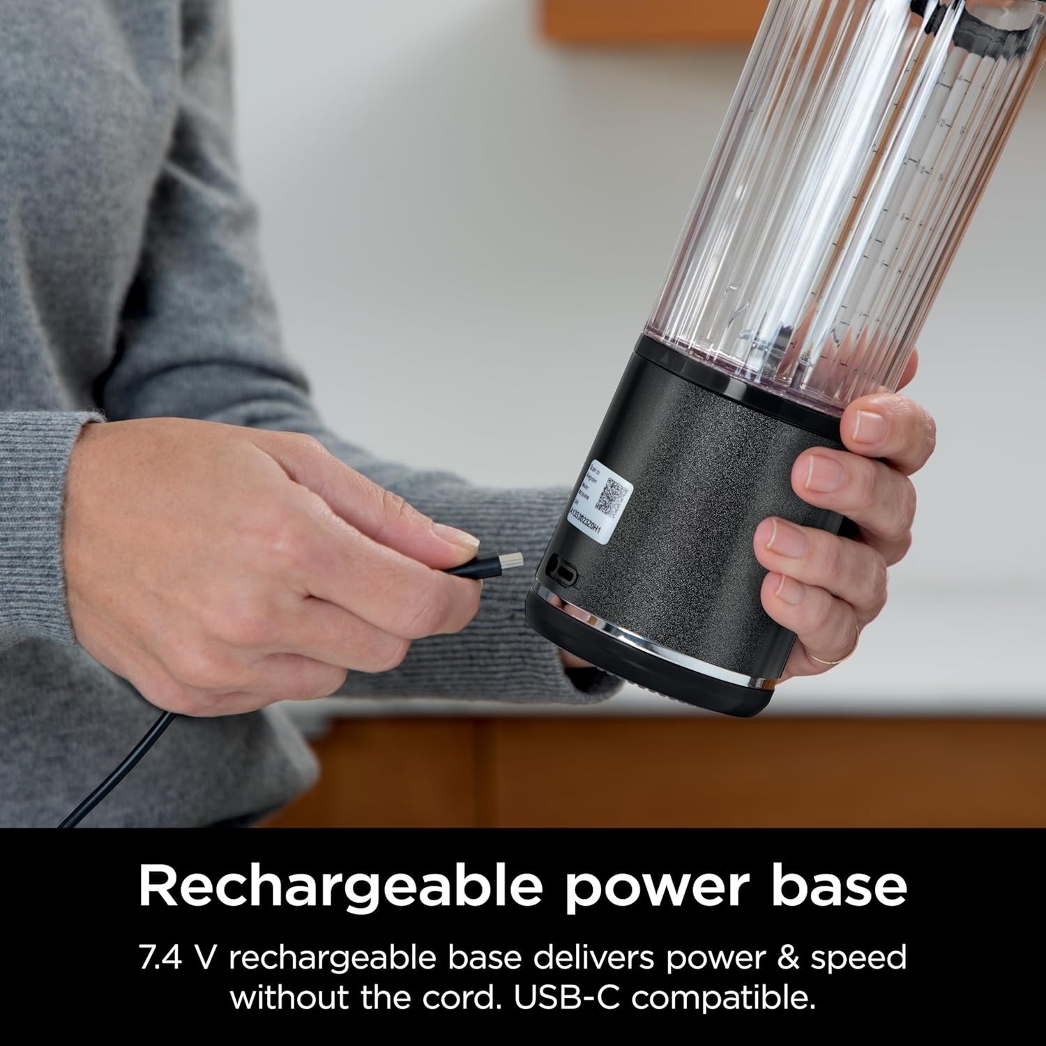 image:imageNinja Blast Portable Blender Cordless 18oz Vessel Personal Blender ForShakes and Smoothies BPA Free LeakproofLid and Sip Spout USBC Rechargeable Dishwasher Safe Tinted Lavender BC151LDBlack Glitter