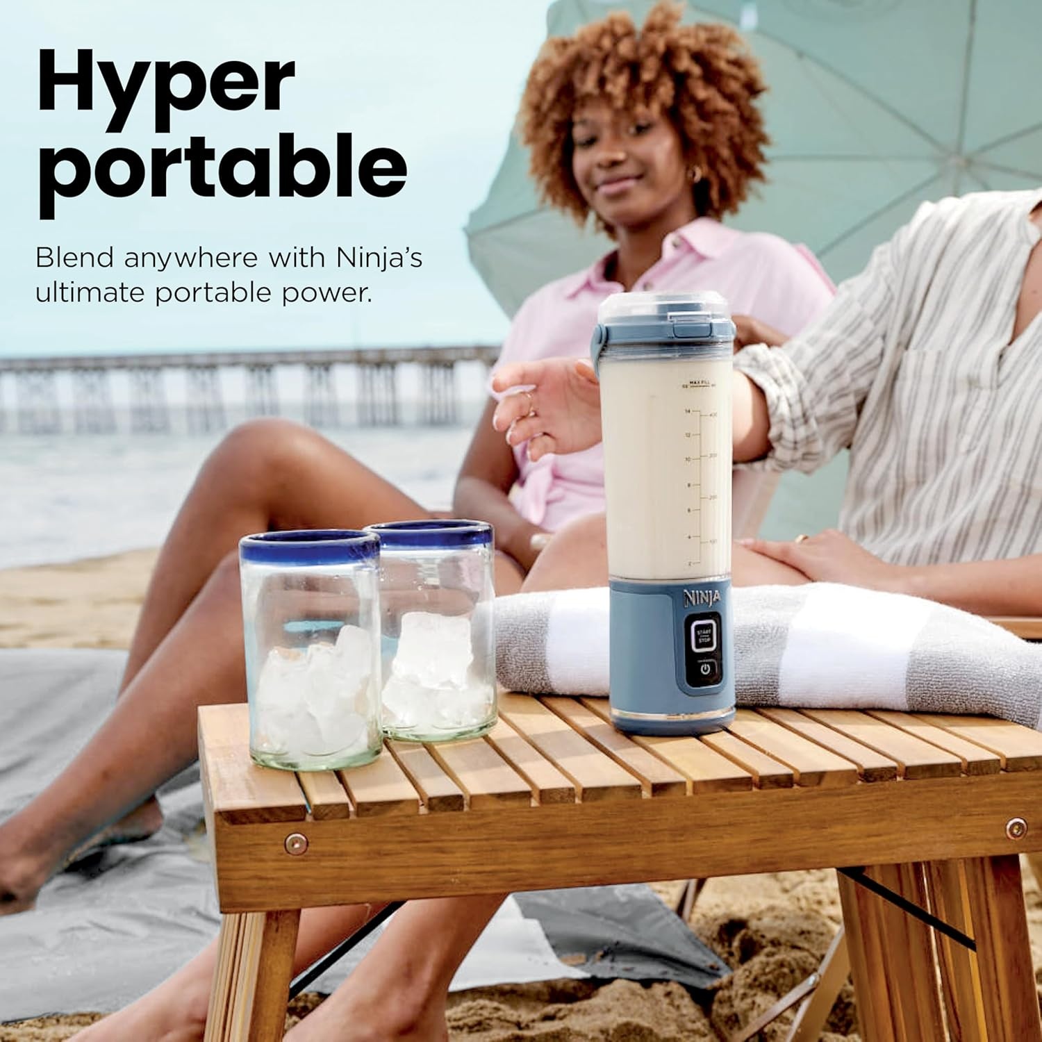 image:imageNinja Blast Portable Blender Cordless 18oz Vessel Personal Blender ForShakes and Smoothies BPA Free LeakproofLid and Sip Spout USBC Rechargeable Dishwasher Safe Tinted Lavender BC151LDDenim Blue