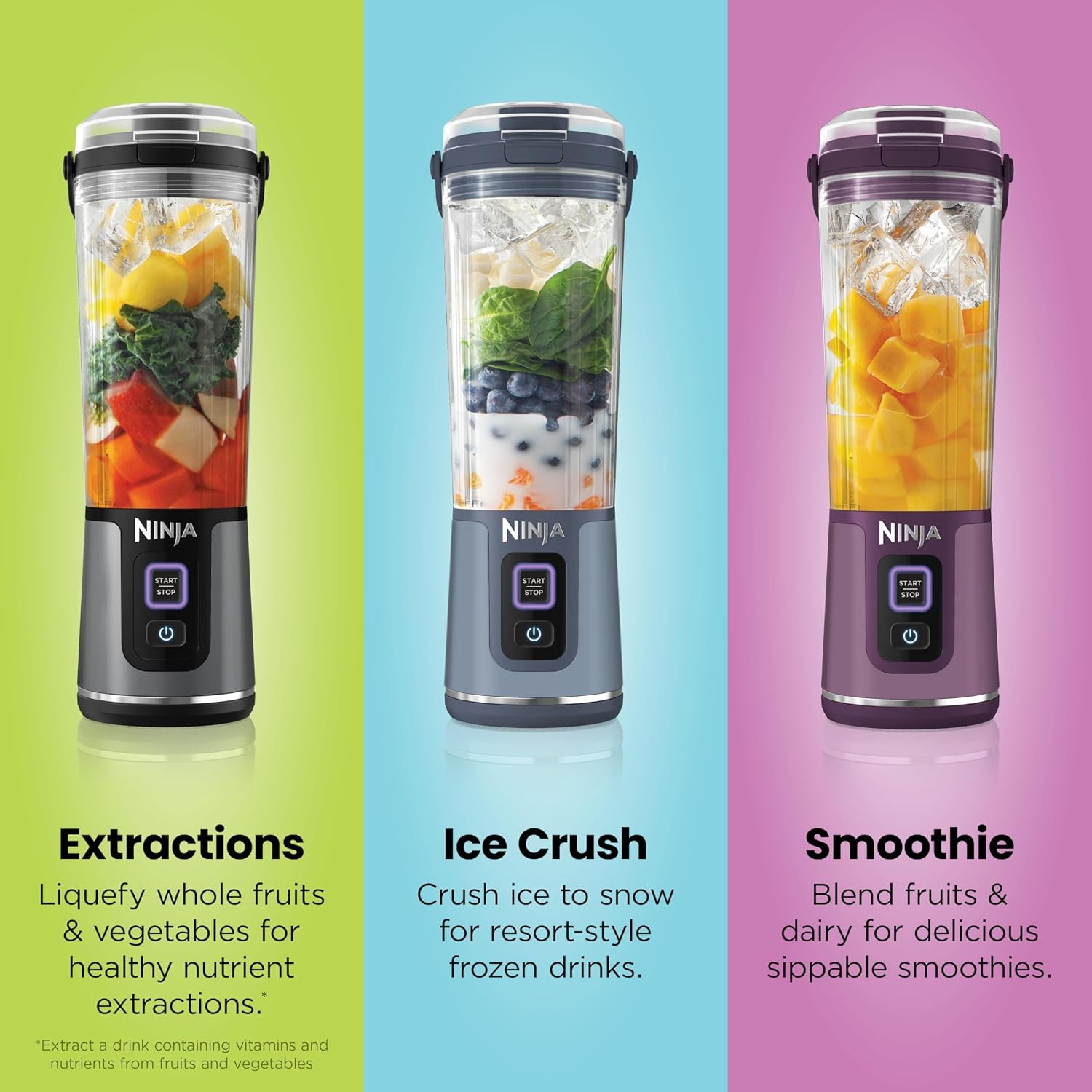 image:imageNinja Blast Portable Blender Cordless 18oz Vessel Personal Blender ForShakes and Smoothies BPA Free LeakproofLid and Sip Spout USBC Rechargeable Dishwasher Safe Tinted Lavender BC151LDBlack