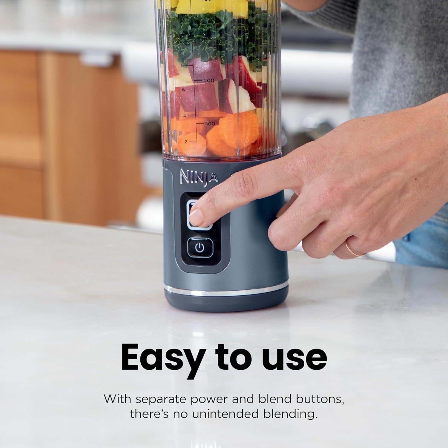 image:imageNinja Blast Portable Blender Cordless 18oz Vessel Personal Blender ForShakes and Smoothies BPA Free LeakproofLid and Sip Spout USBC Rechargeable Dishwasher Safe Tinted Lavender BC151LDDenim Blue