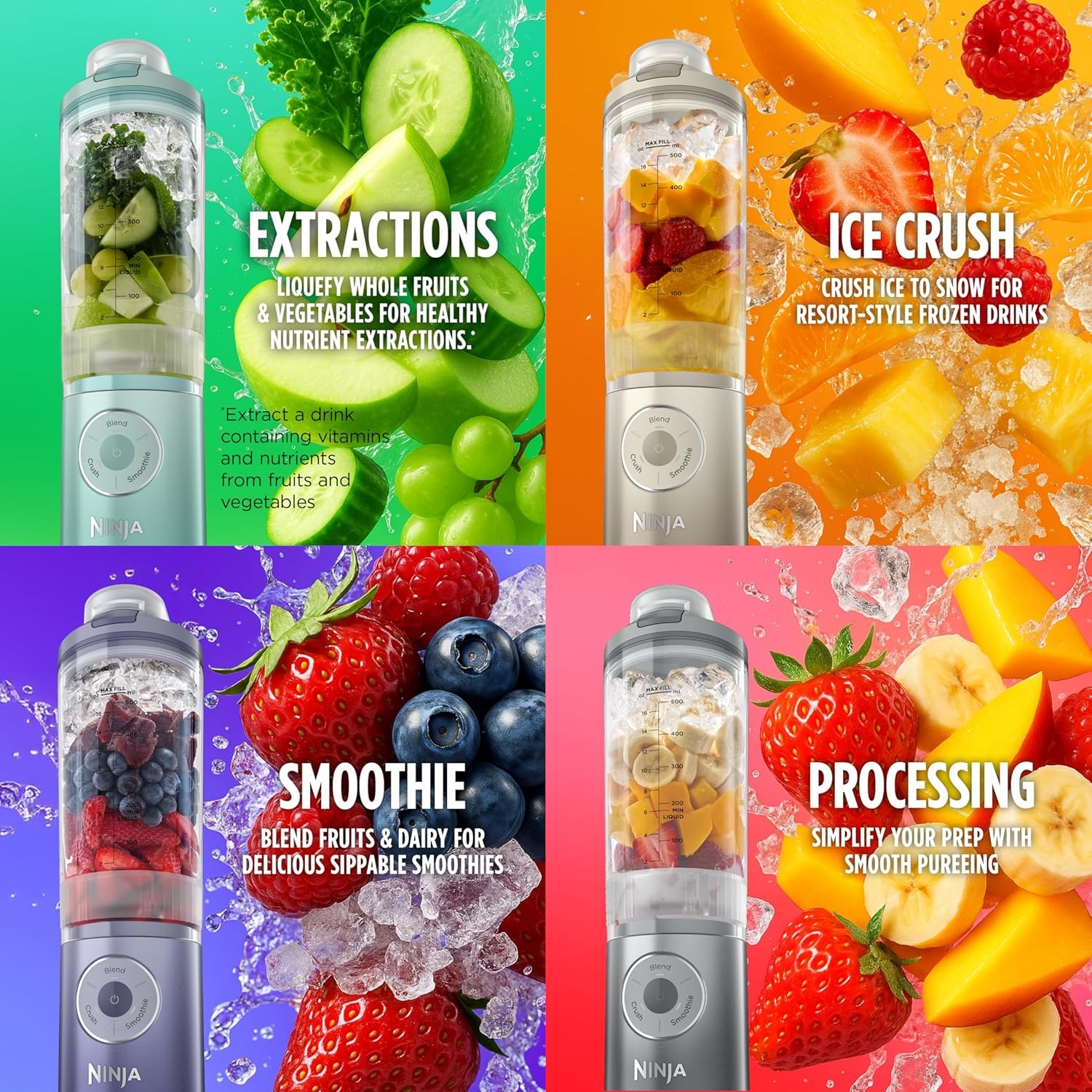 image:imageNinja Blast Max Portable Blender Twist amp Go Personal Smoothie Blend Ice Crush 3 Programs Cordless 22oz removable Vessel Dishwasher Safe Leakproof Blue Raspberry BC251BL2Moss Green