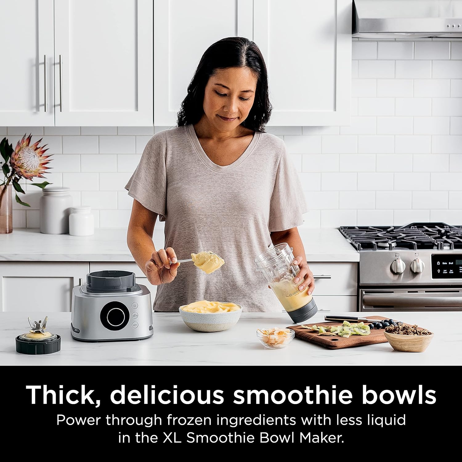 image:imageNinja SS401 Foodi Power Blender Ultimate System with 72 oz Blending amp Food Processing Pitcher XL Smoothie Bowl Maker and Nutrient Extractor amp 7 Functions Silver Renewed
