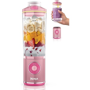 Ninja Blast Max, Portable Blender + Twist & Go, Personal Smoothie, Blend, Ice Crush, 3 Programs, Cordless, 22oz removable Vessel, Dishwasher Safe, Leakproof, Blue Raspberry, BC251BL2(Pink Lemon)