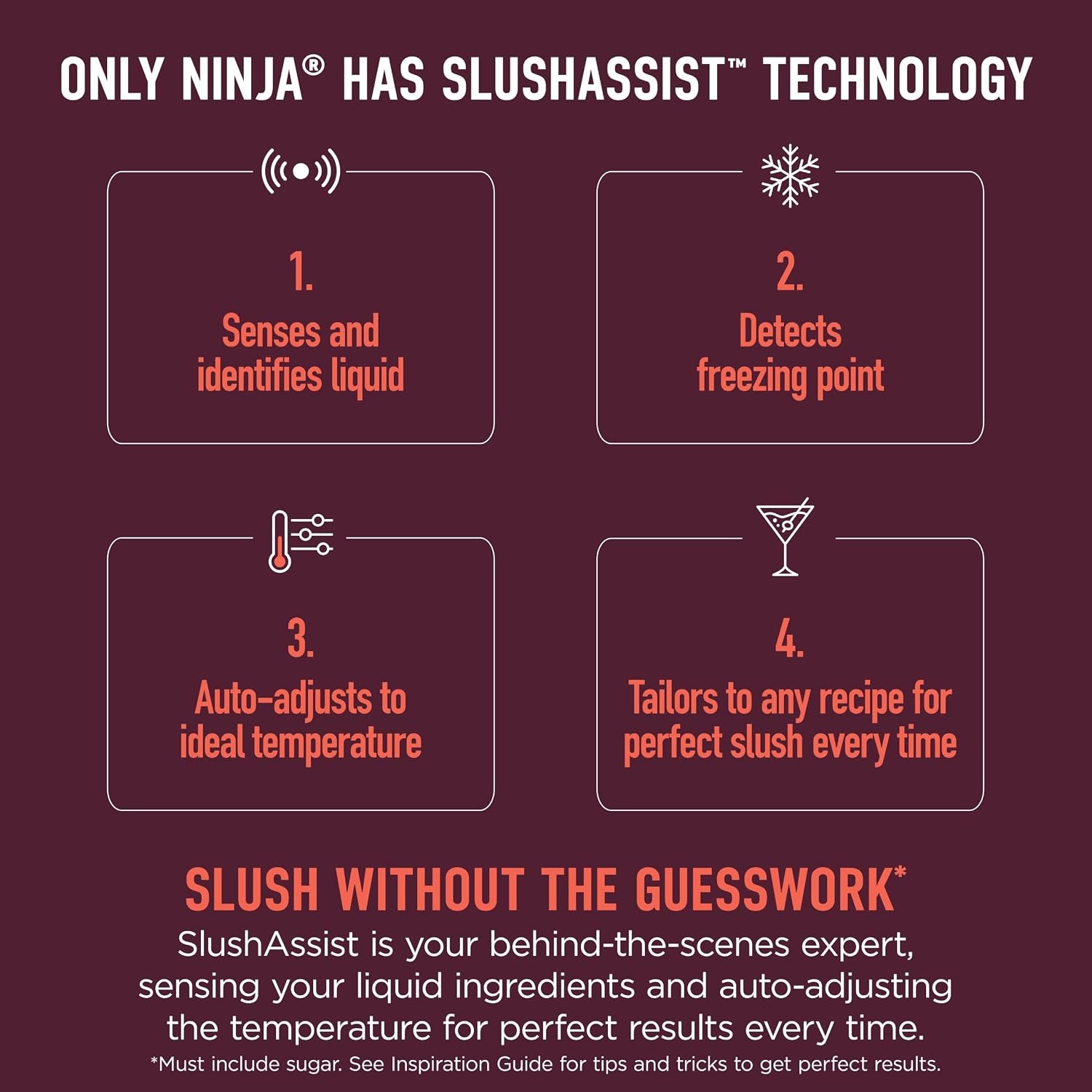 image:imageNinja SLUSHi Smart Frozen Drink Maker SlushAisst Techonology FS351BR Easier Faster Slushing with SlushAisst Technology one button no guesswork no ice needed 7 Servings 88 vessel
