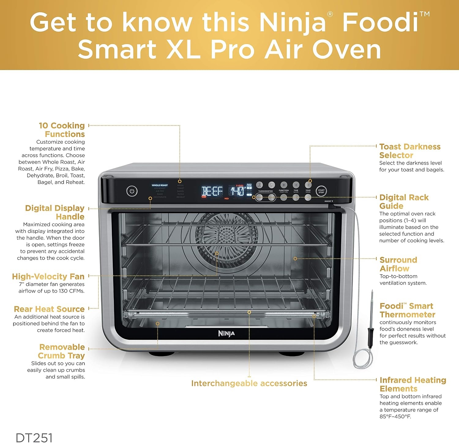 image:imageNinja Double Oven Pro Smart XL 12in1 Thermometer Silver DCT87110in1