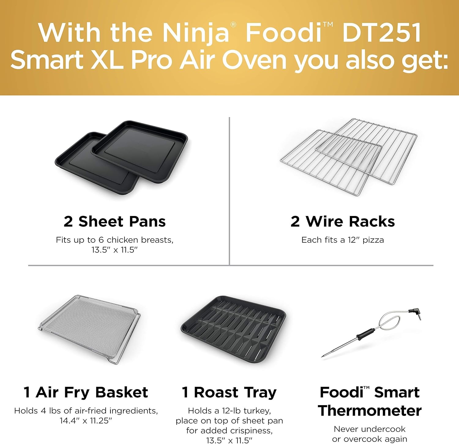 image:imageNinja Double Oven Pro Smart XL 12in1 Thermometer Silver DCT87110in1