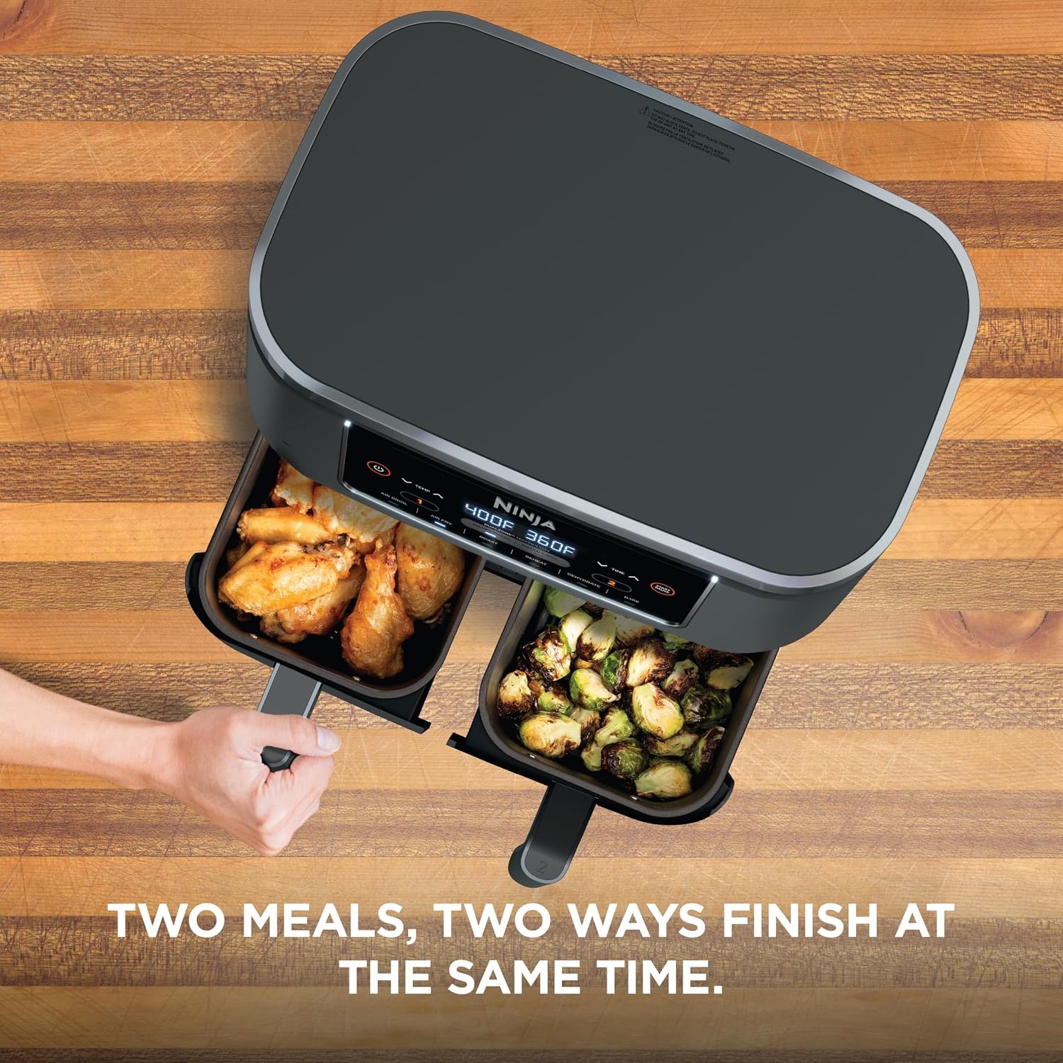 image:imageNinja DualZone Air Fryer 8 Qt 6in1 Grey DZ8018QT DualZone