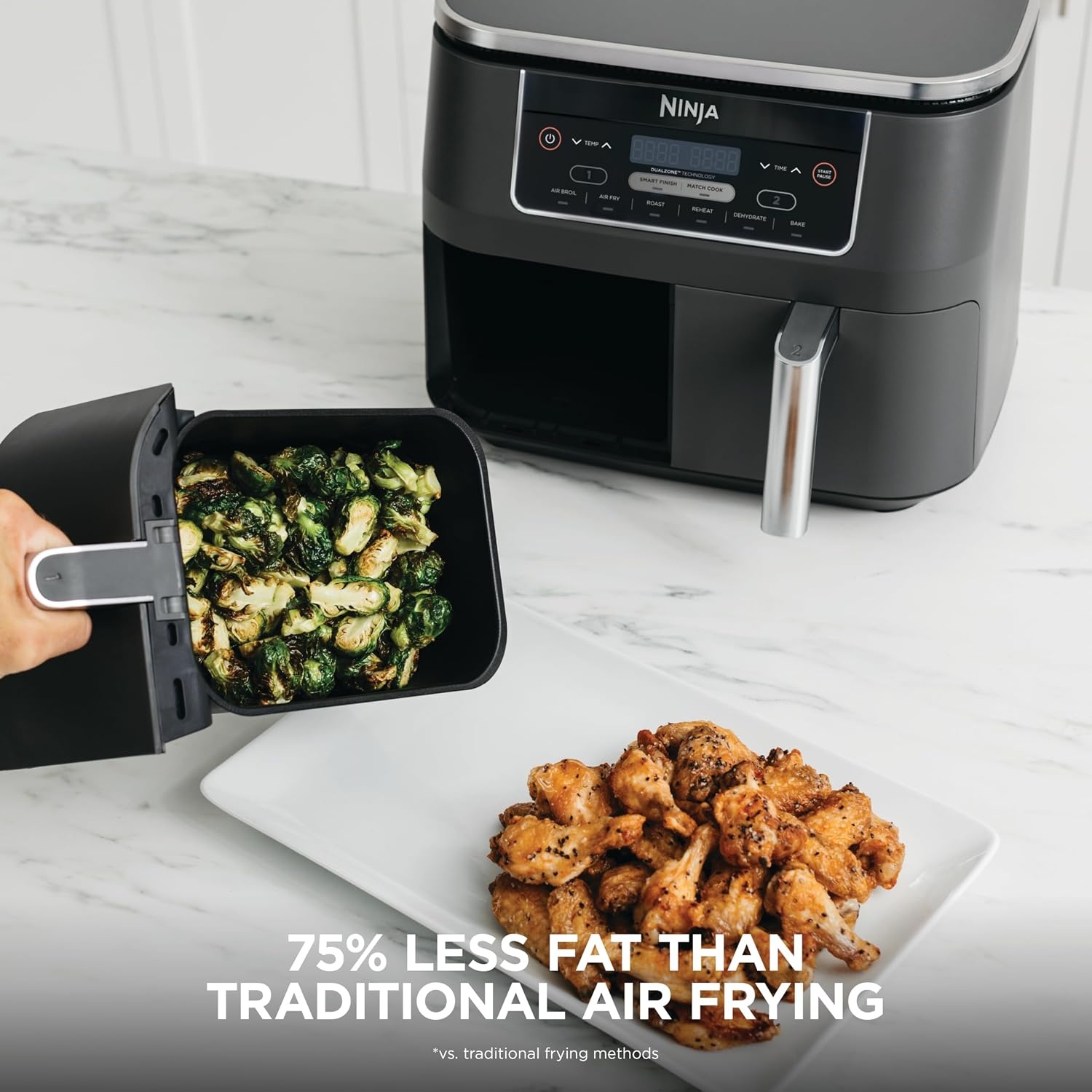 image:imageNinja DualZone Air Fryer 8 Qt 6in1 Grey DZ8018QT DualZone