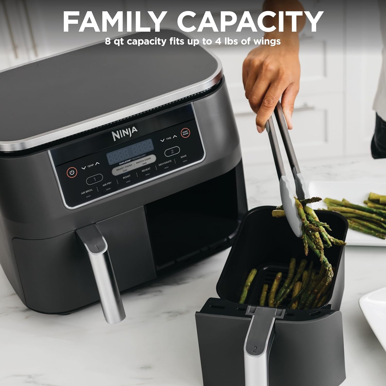 image:imageNinja DualZone Air Fryer 8 Qt 6in1 Grey DZ8018QT DualZone