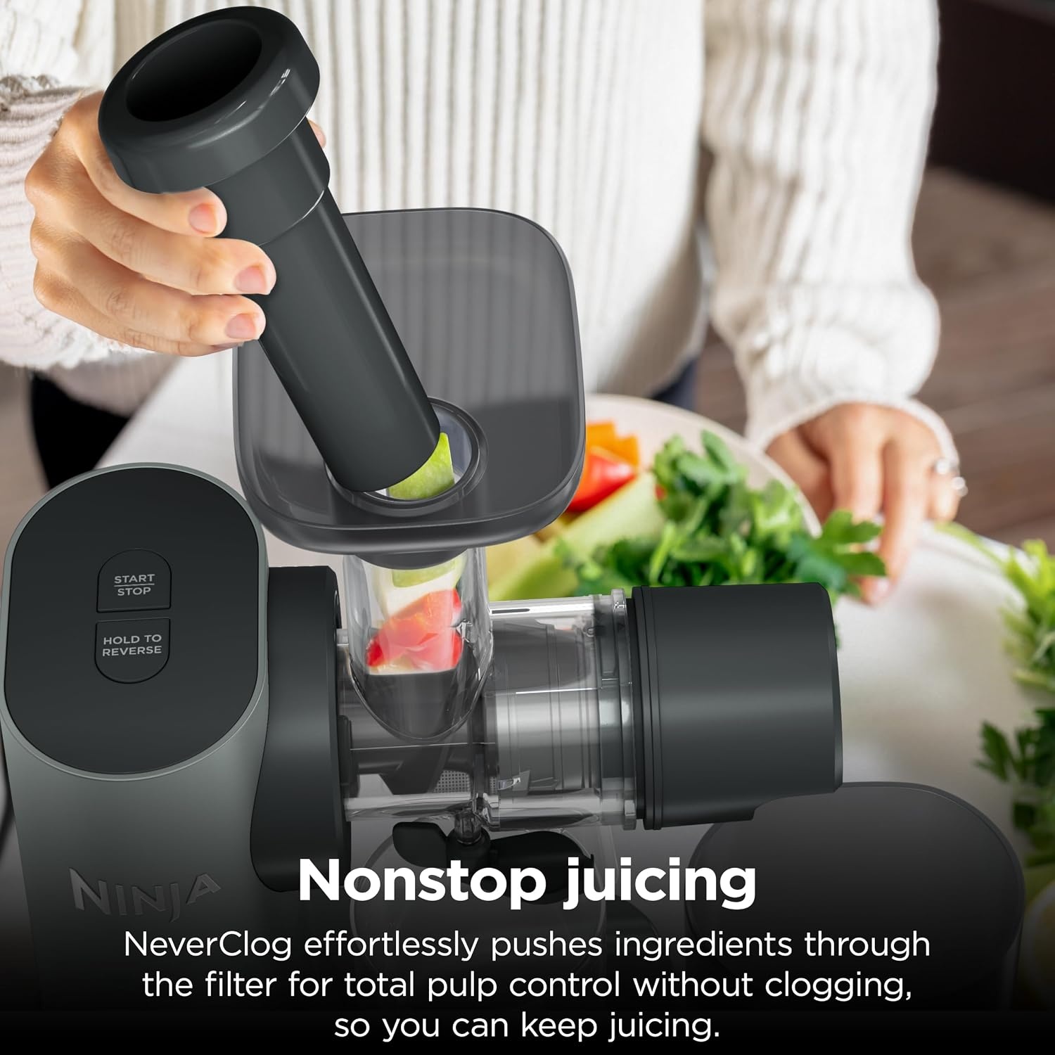 image:imageNinja NeverClog 3in1 Juicer Slicer amp Shredder 32oz Vessel JC152CharcoalShredder