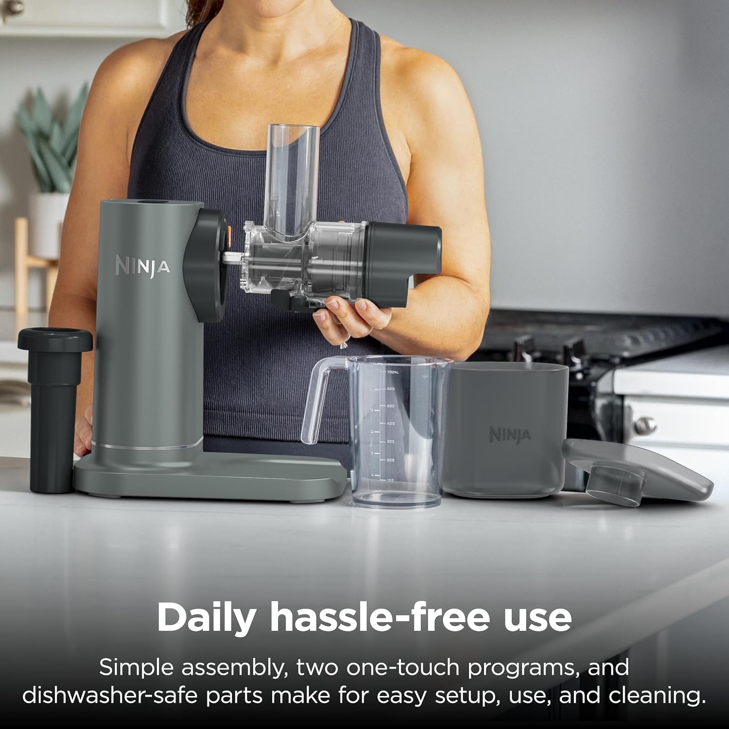 image:imageNinja NeverClog 3in1 Juicer Slicer amp Shredder 32oz Vessel JC152CharcoalShredder