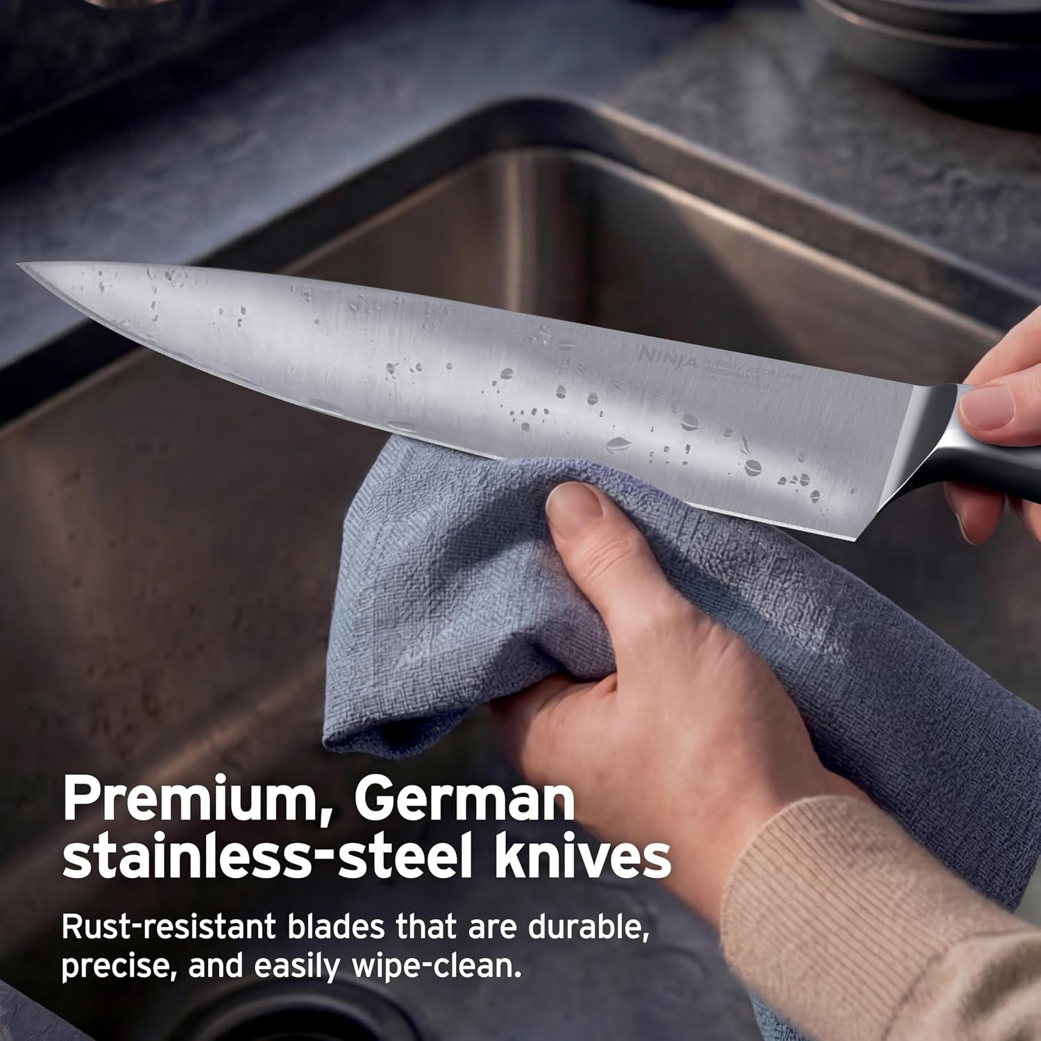 image:imageNinja NeverDull 10Pc German Steel Knife Set Cyberspace NK32010BL1Cyberspace