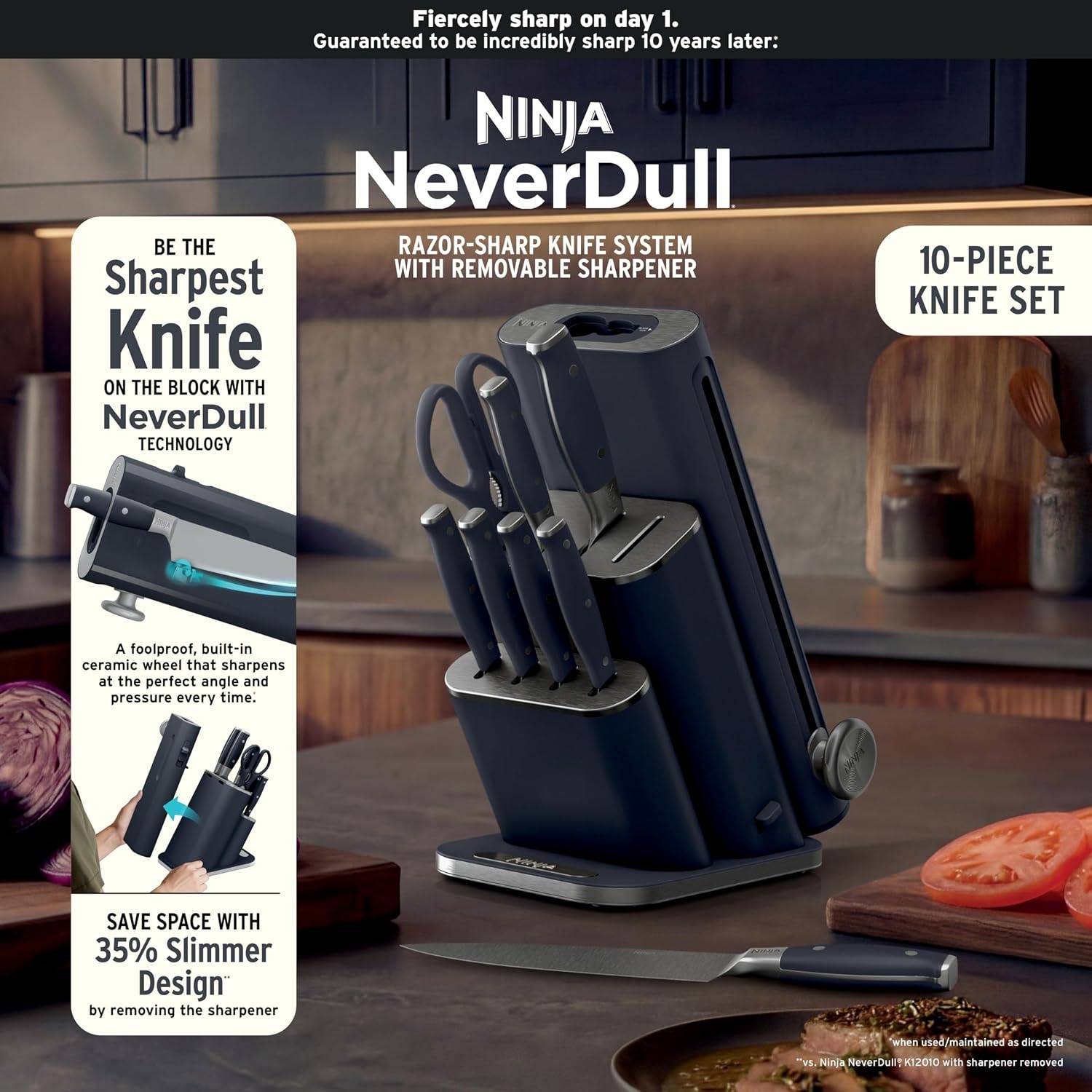 image:imageNinja NeverDull 10Pc German Steel Knife Set Cyberspace NK32010BL1Cyberspace