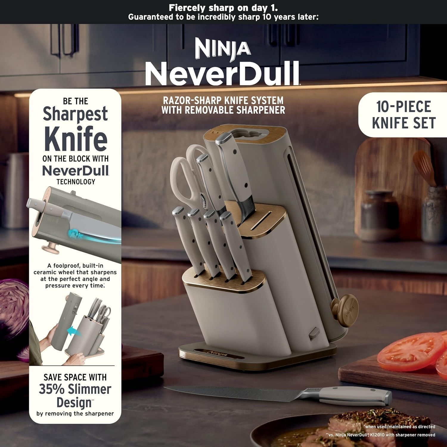 image:imageNinja NeverDull 10Pc German Steel Knife Set Cyberspace NK32010BL1Stone