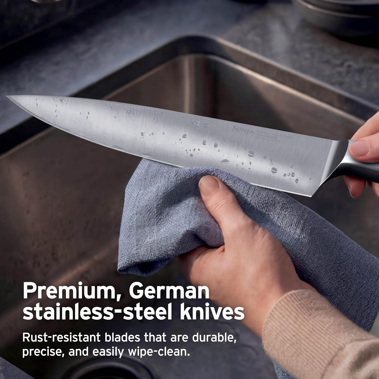 image:imageNinja NeverDull 10Pc German Steel Knife Set Cyberspace NK32010BL1Stone