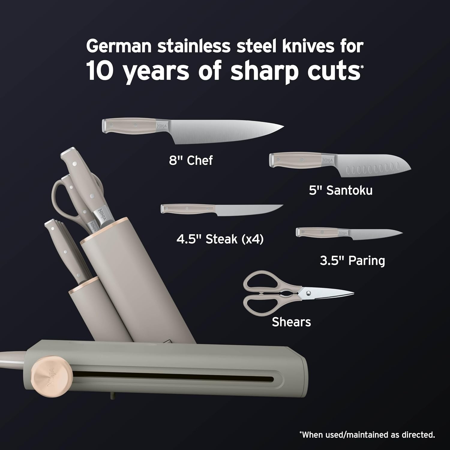 image:imageNinja NeverDull 10Pc German Steel Knife Set Cyberspace NK32010BL1Stone