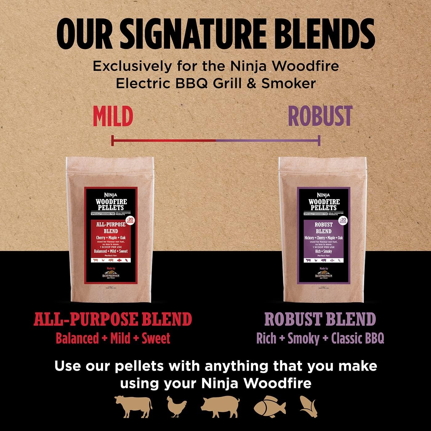 image:imageNinja Woodfire Pellets AllPurpose Blend 900g Bag XSKOGAPBPL2UKRobust Blend Pellets