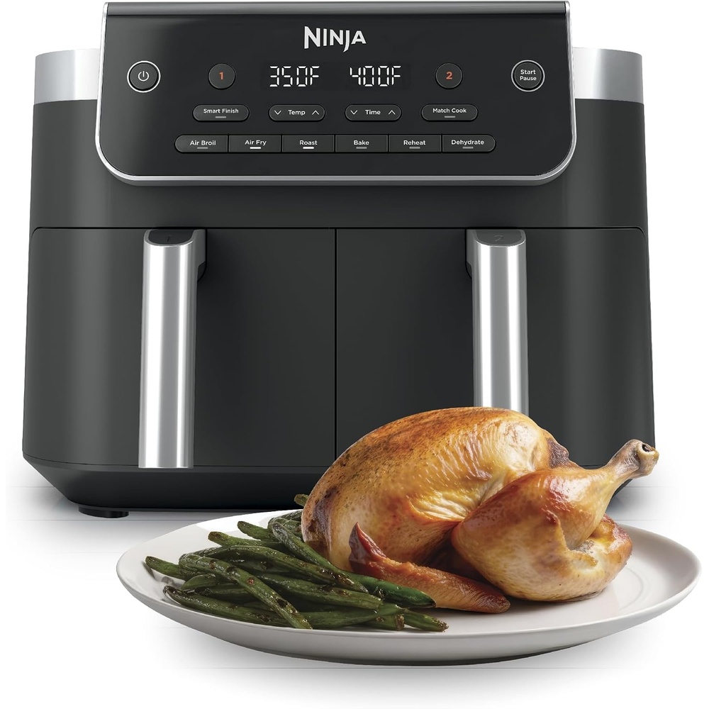 image:imageNinja DualZone Air Fryer 8 Qt 6in1 Grey DZ8018QT  DualZone 2026 Release