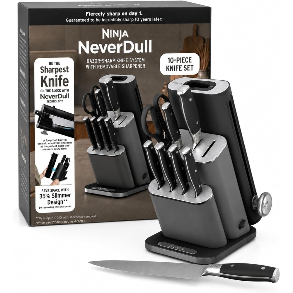 image:imageNinja NeverDull 10Pc German Steel Knife Set Cyberspace NK32010BL1Black