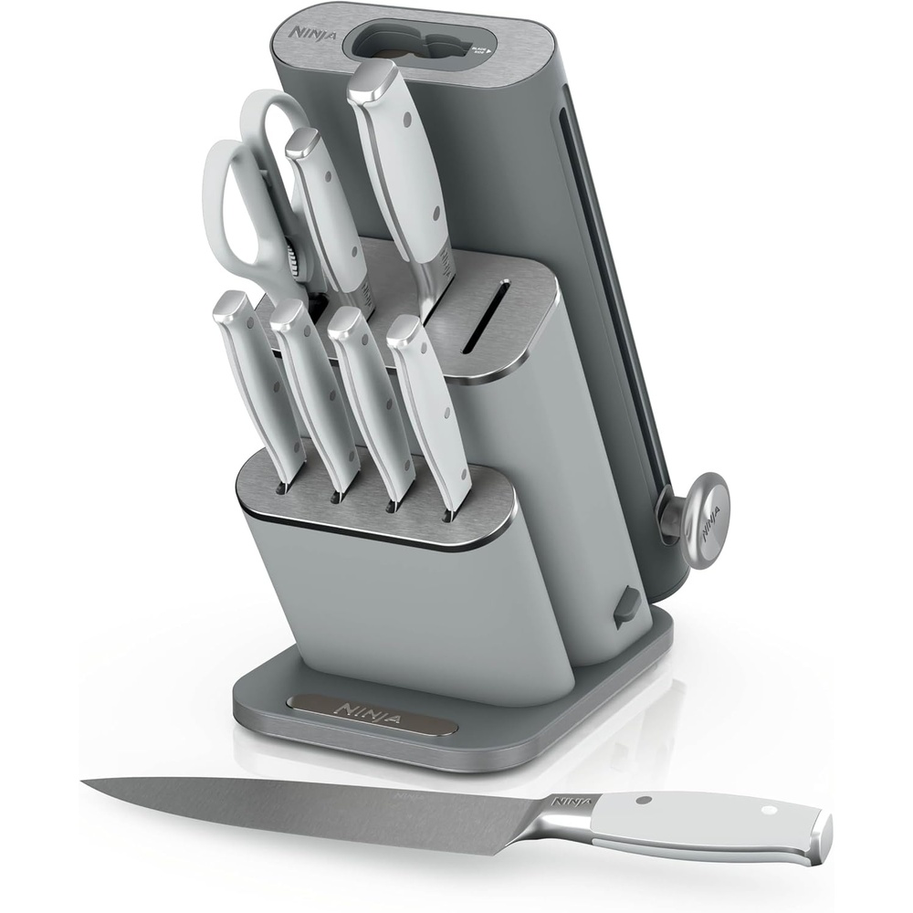 image:imageNinja NeverDull 10Pc German Steel Knife Set Cyberspace NK32010BL1Light Grey