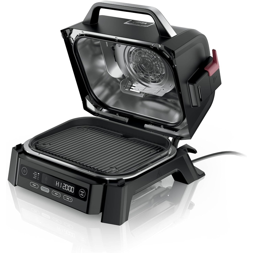 image:imageNinja Woodfire Outdoor Grill amp Smoker 4in1 Functionality Grill Smoke Bake Roast Authentic Woodfire Flavors Electric Heat OG301 Renewed4in1 Grill  Smoker
