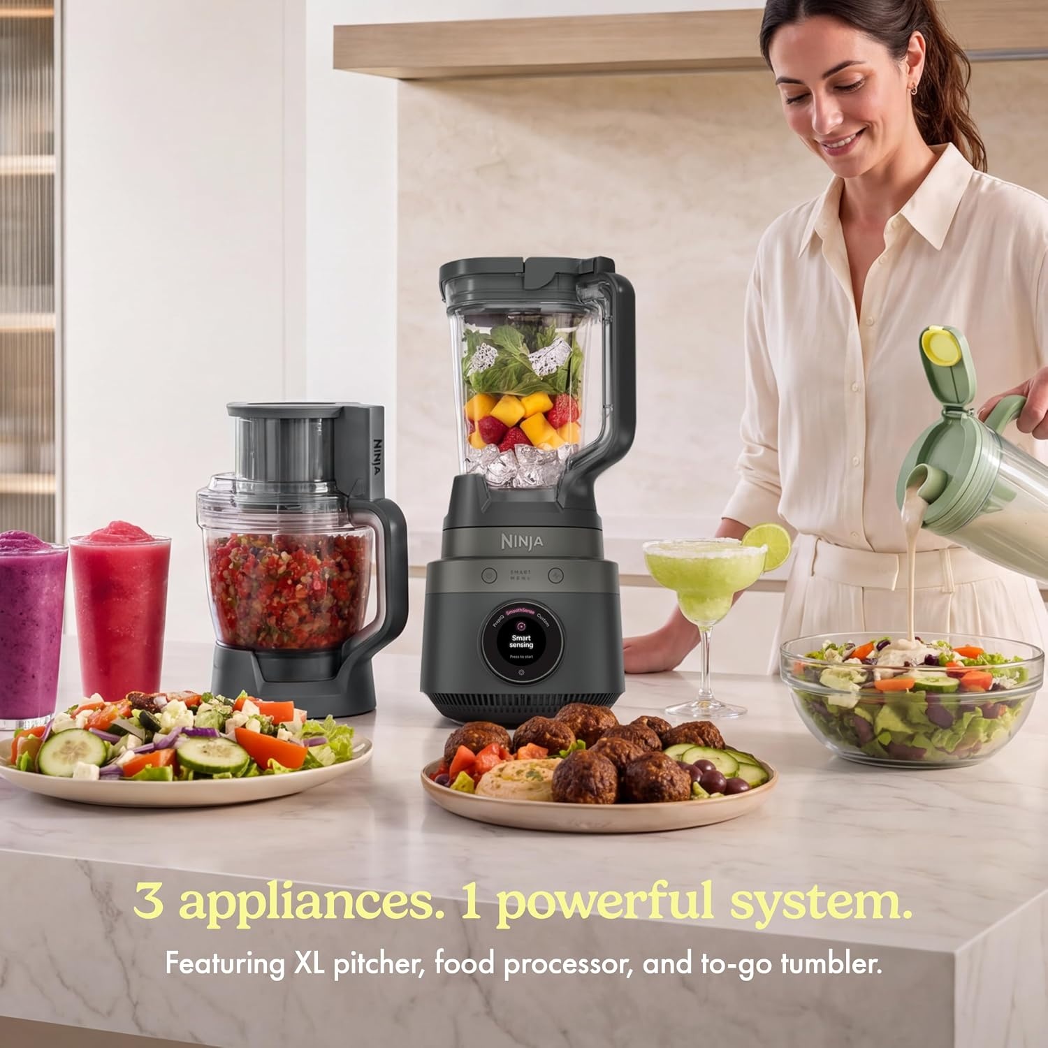 image:imageNinja CrushBOSS 2in1 Blender amp Tumbler 1850PW Onyx LB301BKMidnight Blue