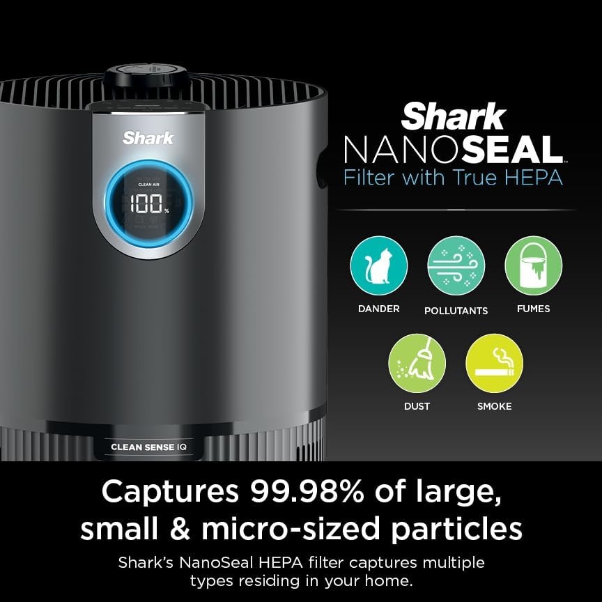 image:imageShark Clean Sense Air Purifier Max HP201 White1200 sq ft w Odor Neutralizer Tech
