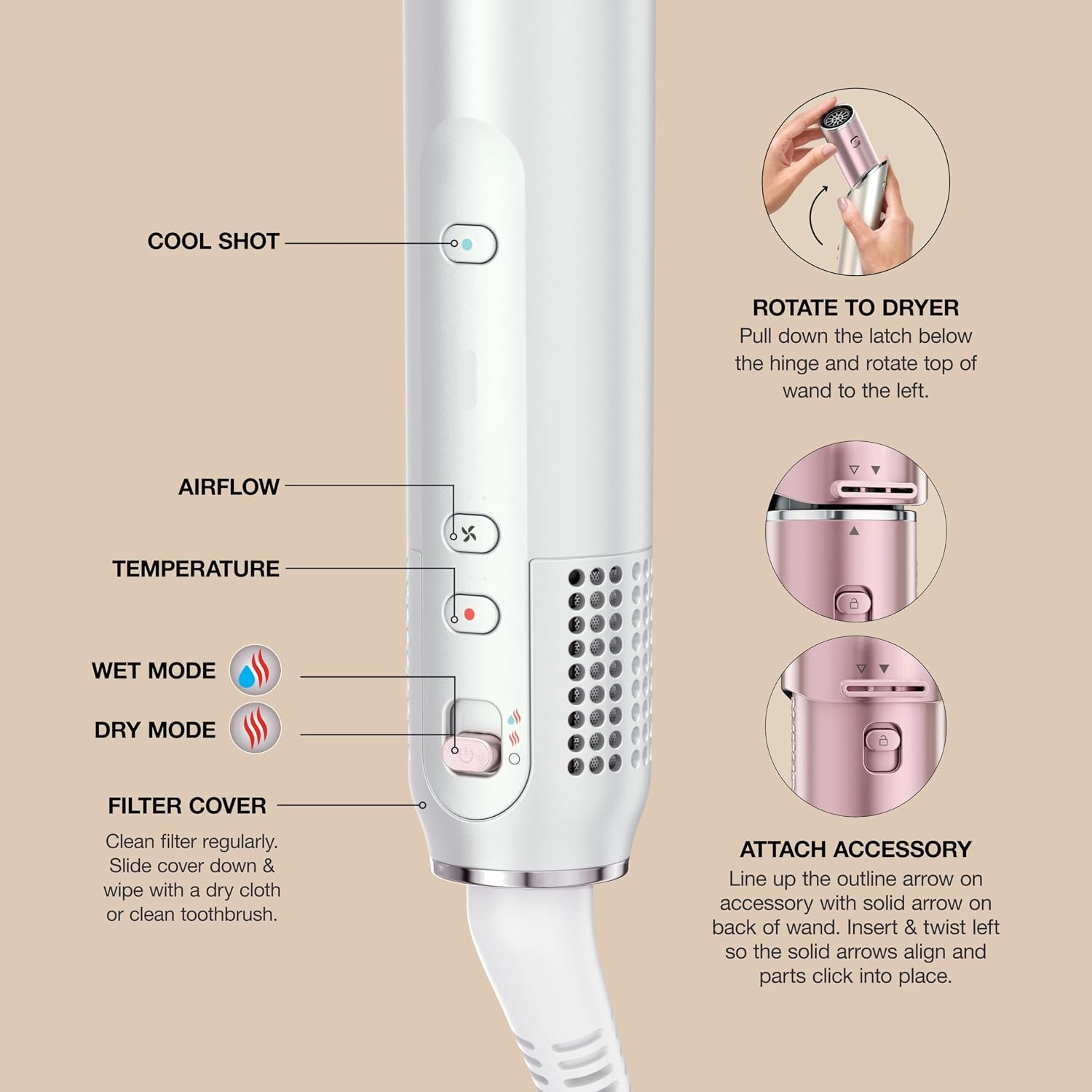 image:imageShark FlexStyle Glam CeramicPowerful Air StylingDrying System HD6051SPKCurly Coily Hair Pink