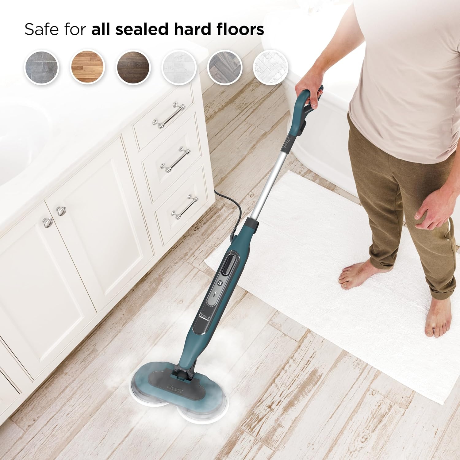 image:imageShark Steam amp Scrub Hard Floor Steam Mop Teal S8002BRNSteam Scrub 2pad