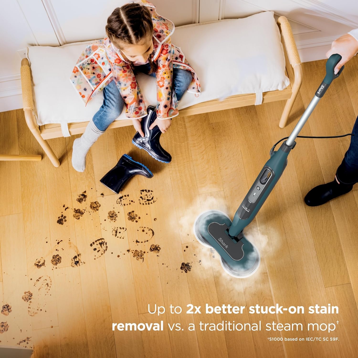 image:imageShark Steam amp Scrub Hard Floor Steam Mop Teal S8002BRNSteam Scrub 2pad