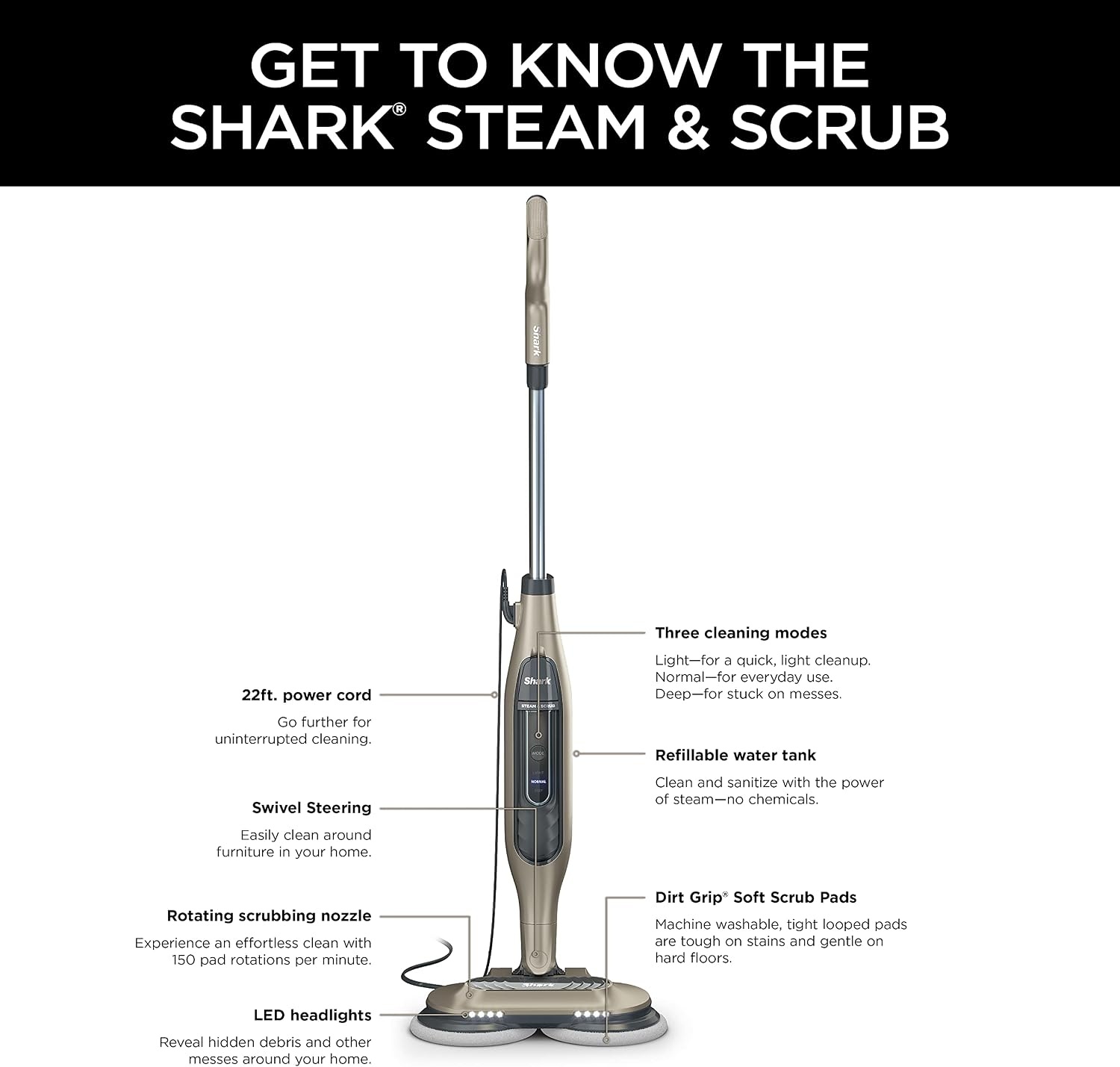 image:imageShark Steam amp Scrub Hard Floor Steam Mop Teal S8002BRNSteam Scrub
