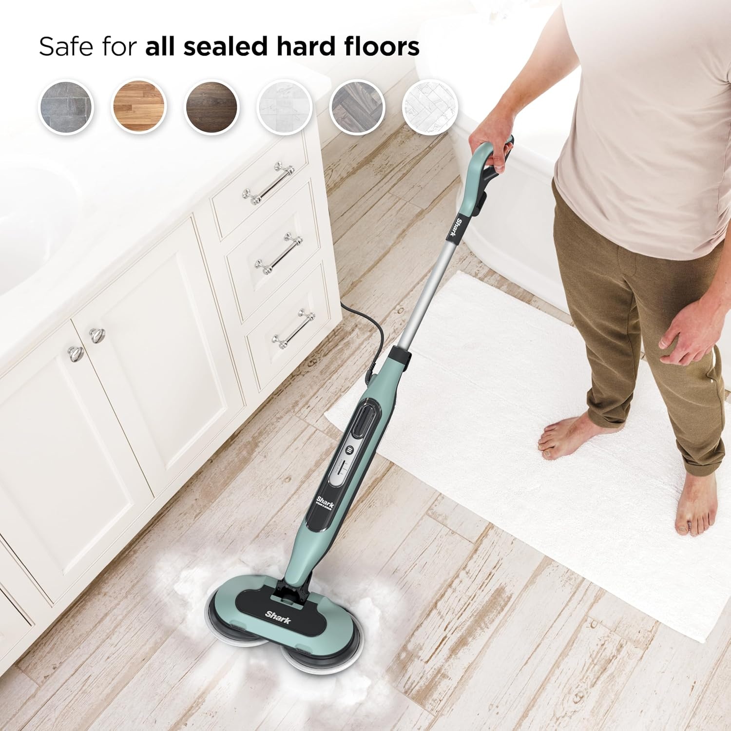 image:imageShark Steam amp Scrub Hard Floor Steam Mop Teal S8002BRNSteam Scrub 4pad