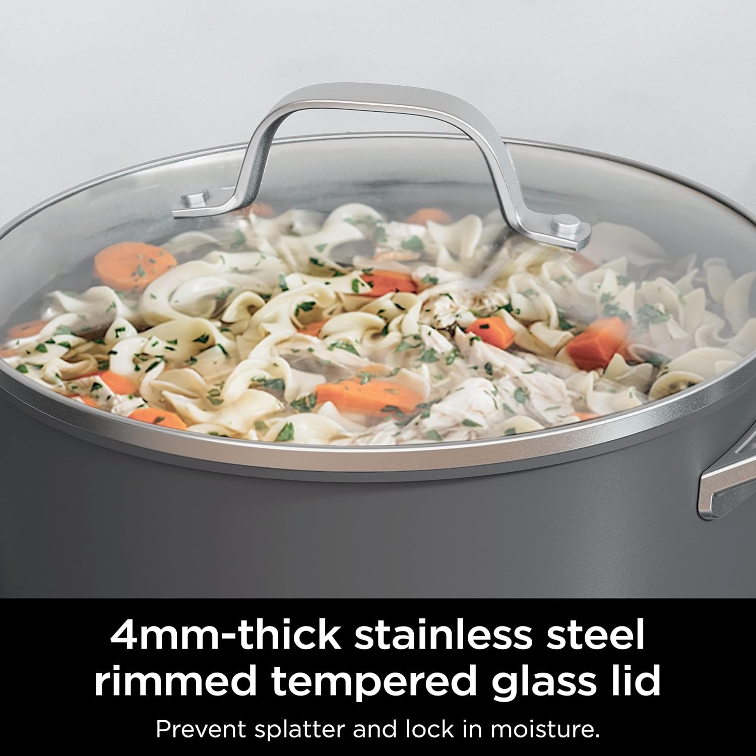image:imageNinja CW60020 NeverStick Comfort Grip 8 Fry Pan Nonstick Durable Scratch Resistant Dishwasher Safe Oven Safe to 400F Silicone Handles Grey10 Piece Set
