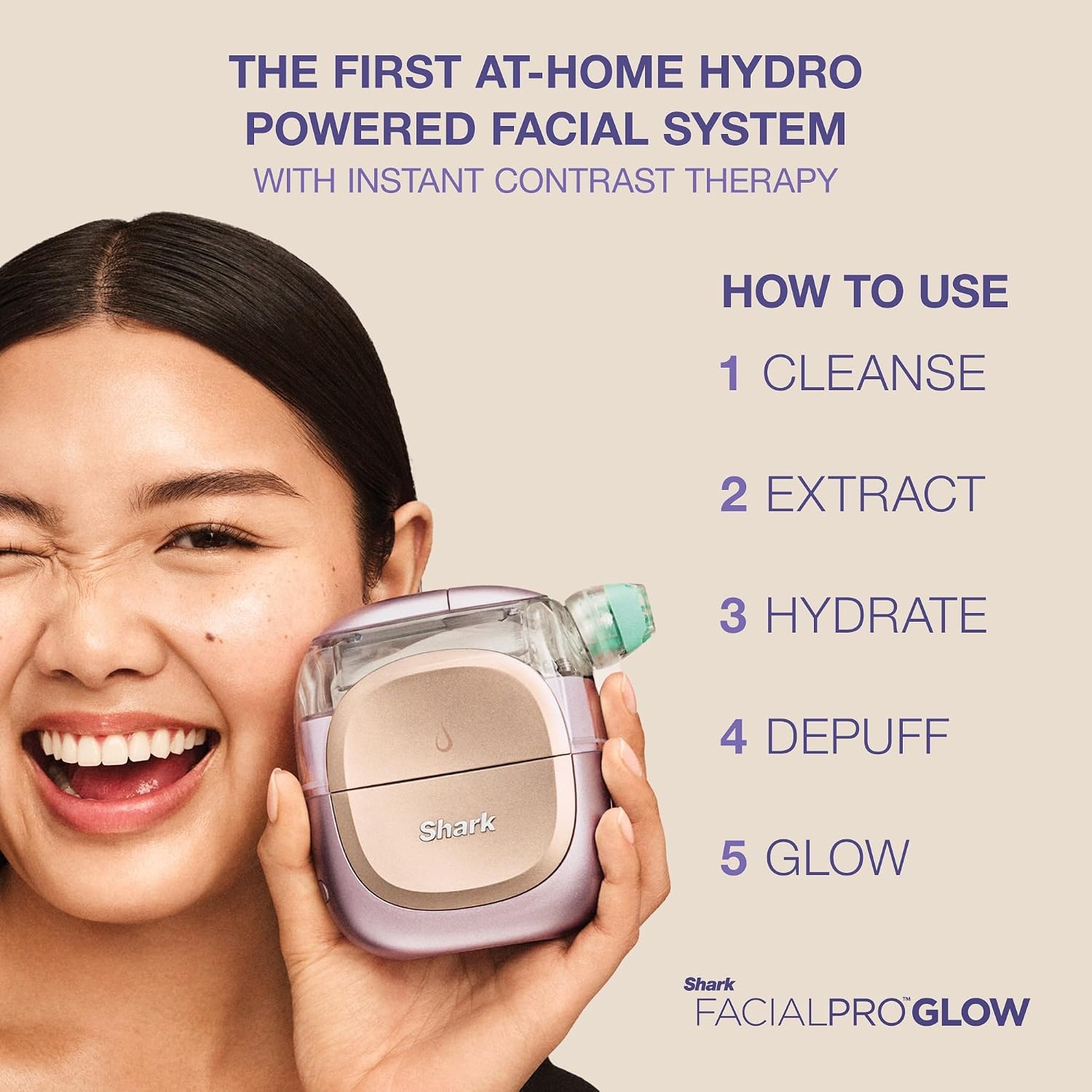 image:imageShark FacialPro Glow DePuffi 2in1 Facial amp Contrast Therapy FH320PLFacialpro Glow Depuffi Pink