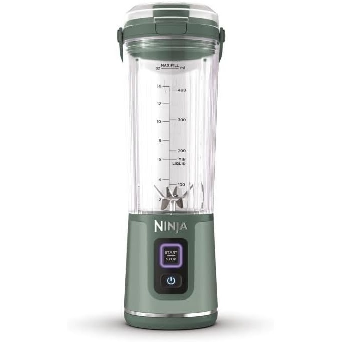 image:imageNinja Blast BC151EUEM Portable BlenderBlenderSmoothie Maker 530 ml Cup Leakproof Lid Powerful Mini Stand Mixer Wireless amp Rechargeable Crushes Ice amp Fruit Green