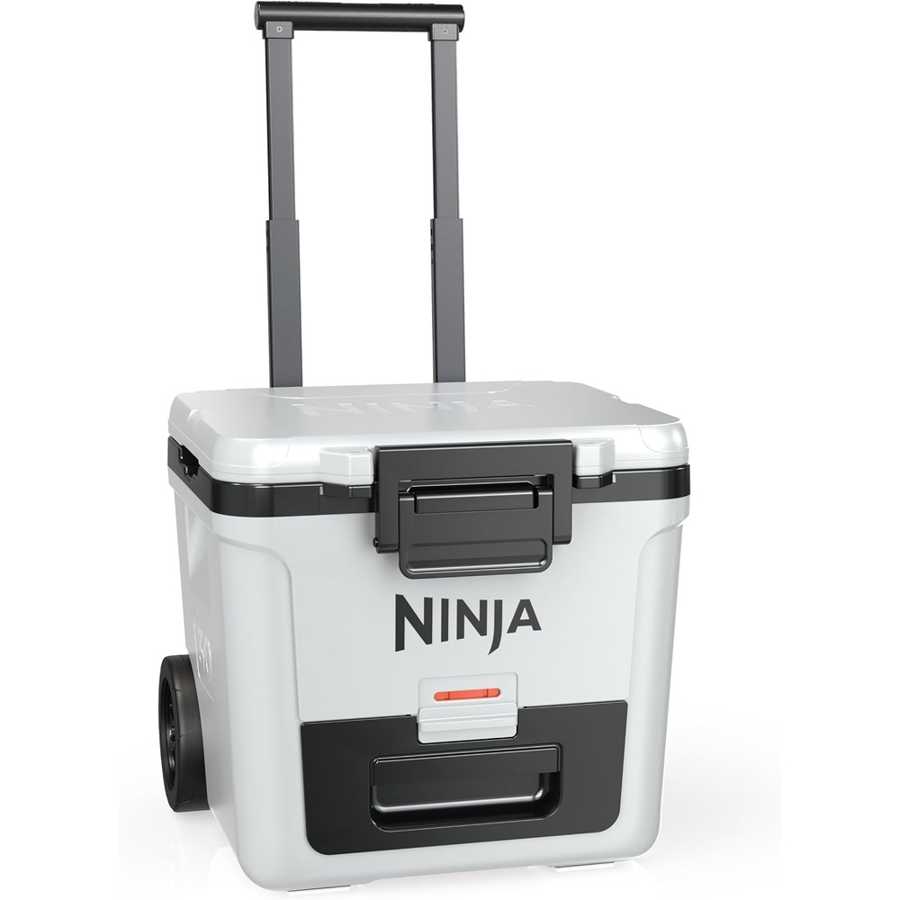 image:imageNinja FrostVault HeavyDuty Insulated Cool Box Wheeled Premium Cooler with Dry Zone Integrated FridgeTemp Dry Storage Drawer Keeps Ice for Days Ideal for Picnics Camping and FestivalsWhite
