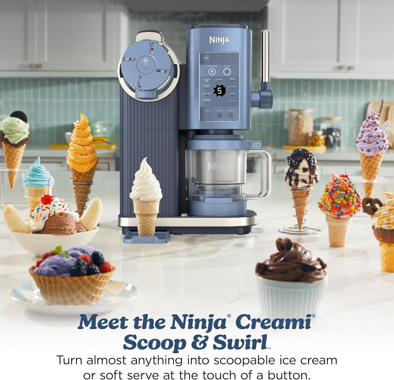 image:imageNinja Creami Scoop amp Swirl 13in1 Ice Cream and Soft Serve Maker NC701BRCREAMi Scoop Swirl Navy