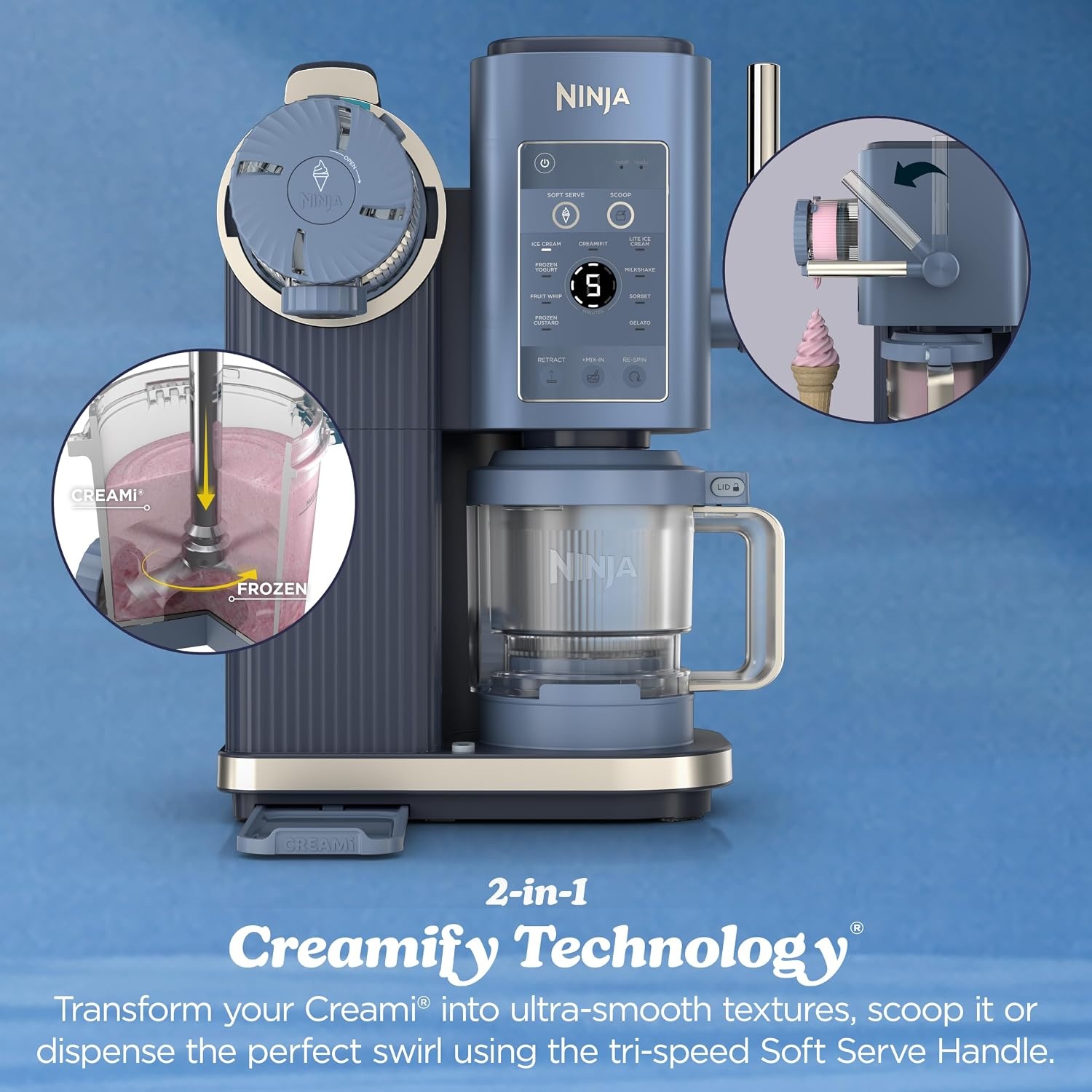 image:imageNinja Creami Scoop amp Swirl 13in1 Ice Cream and Soft Serve Maker NC701BRCREAMi Scoop Swirl Navy