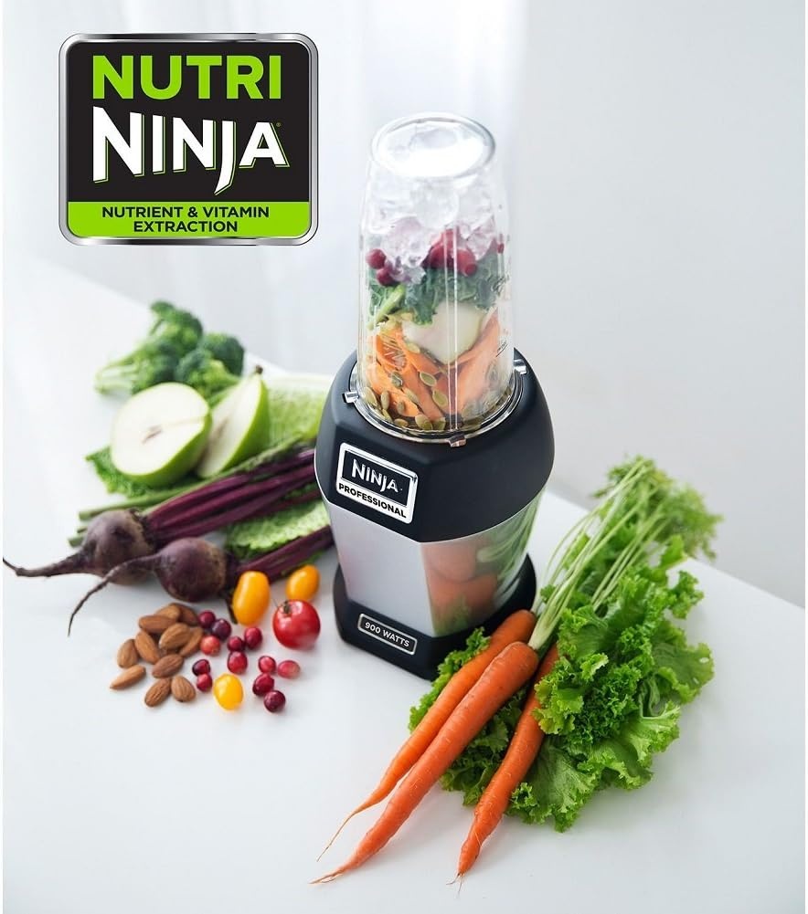 image:imageNinja BL45530 Nutri Professional Personal Blender Bonus Set with 3Sip amp Seal Single Serves12 18 and 24 oz Cups amp 75Recipe Cookbook Stainless SteelBlackStainless SteelBlack