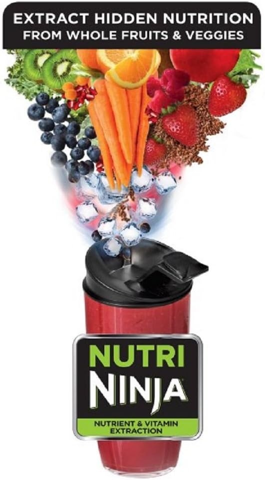 image:imageNinja BL45530 Nutri Professional Personal Blender Bonus Set with 3Sip amp Seal Single Serves12 18 and 24 oz Cups amp 75Recipe Cookbook Stainless SteelBlackStainless SteelBlack