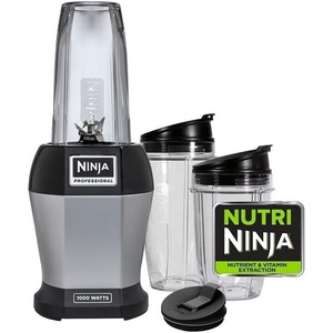 Ninja BL455_30 Nutri Professional Personal Blender Bonus Set with 3-Sip & Seal Single Serves(12, 18, and 24 oz. Cups) & 75-Recipe Cookbook, Stainless Steel/Black(Stainless Steel/Black)