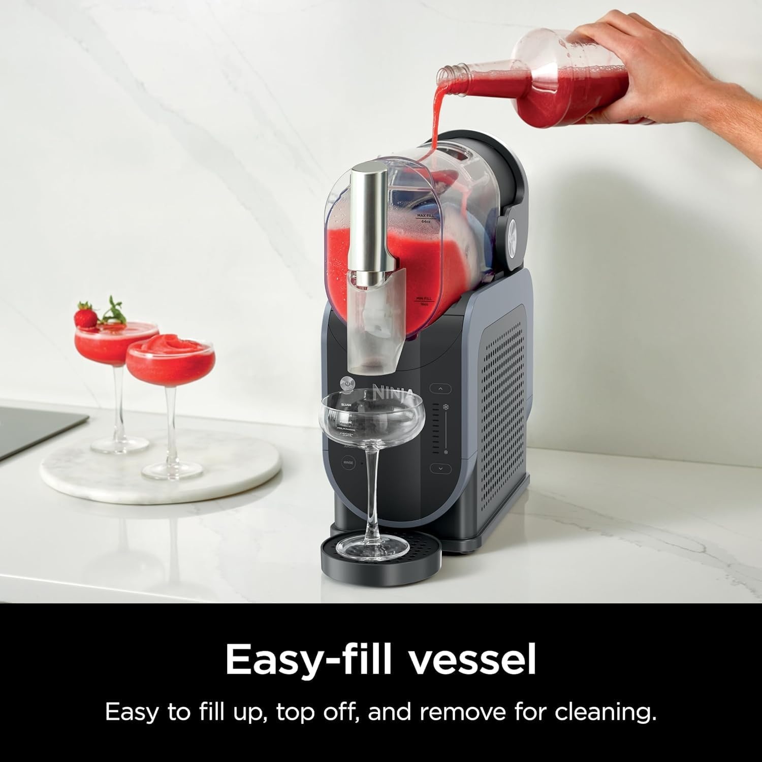 image:imageNinja SLUSHi 88 oz Professional Frozen Drink Maker FS301Q NoIceNeeded Slushie Machine with 5 Versatile Preset Programs for Smoothies Cocktails Milkshakes and More