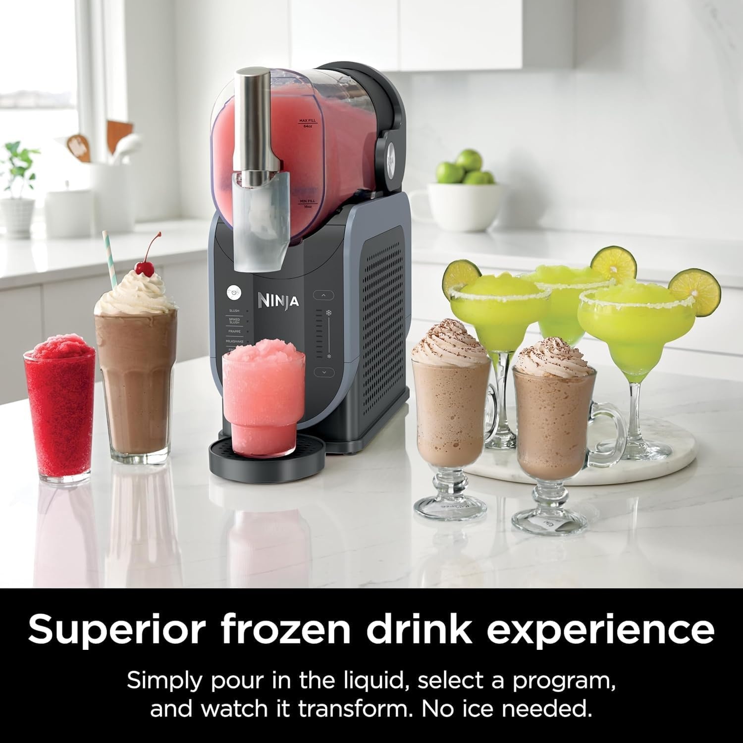 image:imageNinja SLUSHi 88 oz Professional Frozen Drink Maker FS301Q NoIceNeeded Slushie Machine with 5 Versatile Preset Programs for Smoothies Cocktails Milkshakes and More