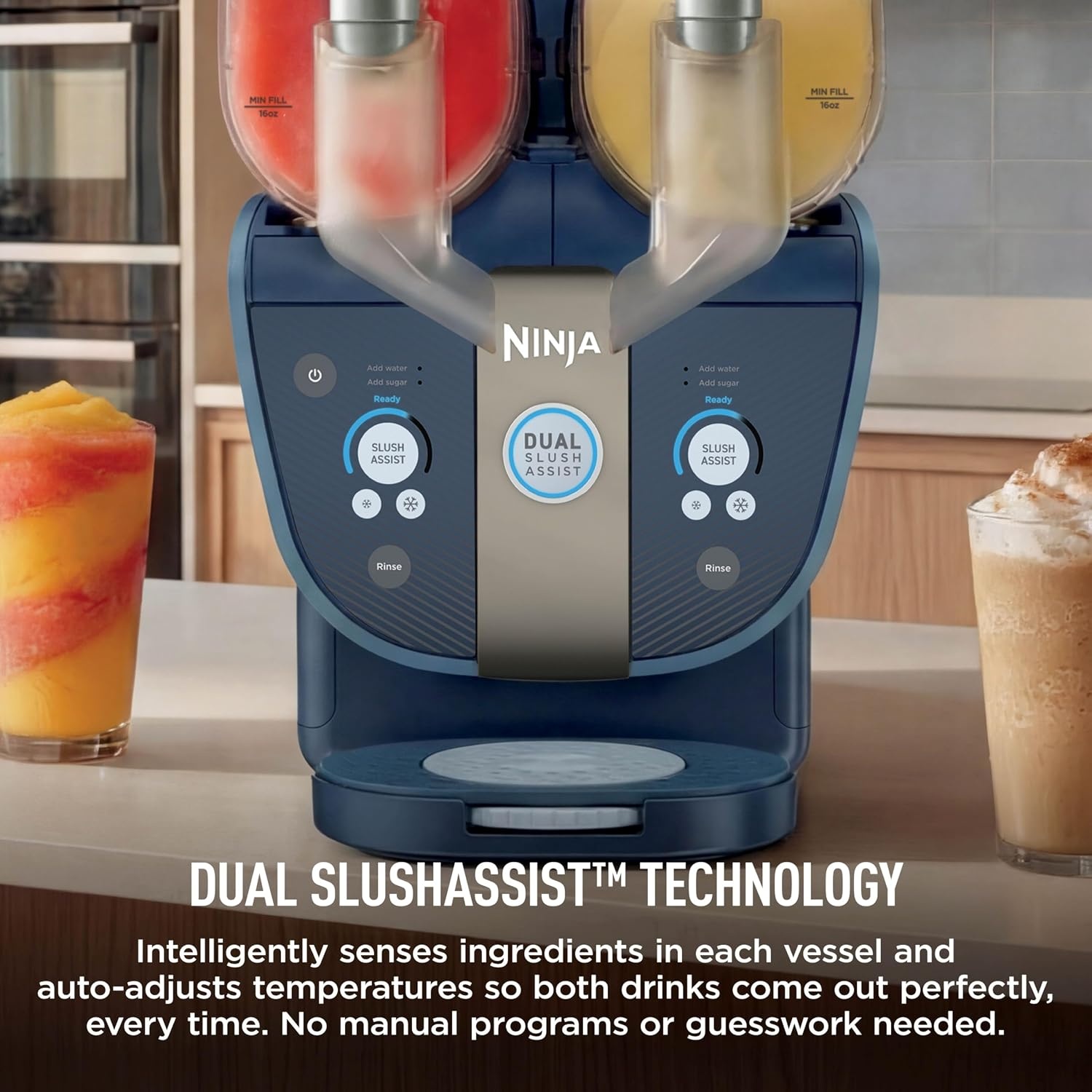 image:imageNinja SLUSHi Twist Smart Frozen Drink Maker with Dual SlushAssist FS701PUNavy Blue
