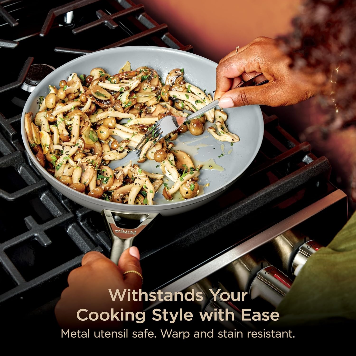 image:imageNinja Ceramic Pro 5Pc Cookware Set Amazon Exclusive Bone amp Champagne