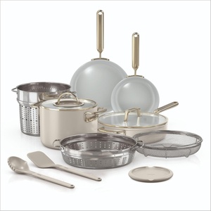 Ninja NeverQuit™ 12-Piece Ceramic Cookware Set, Forest Sage, CQ19012GN6(Stone Gold)