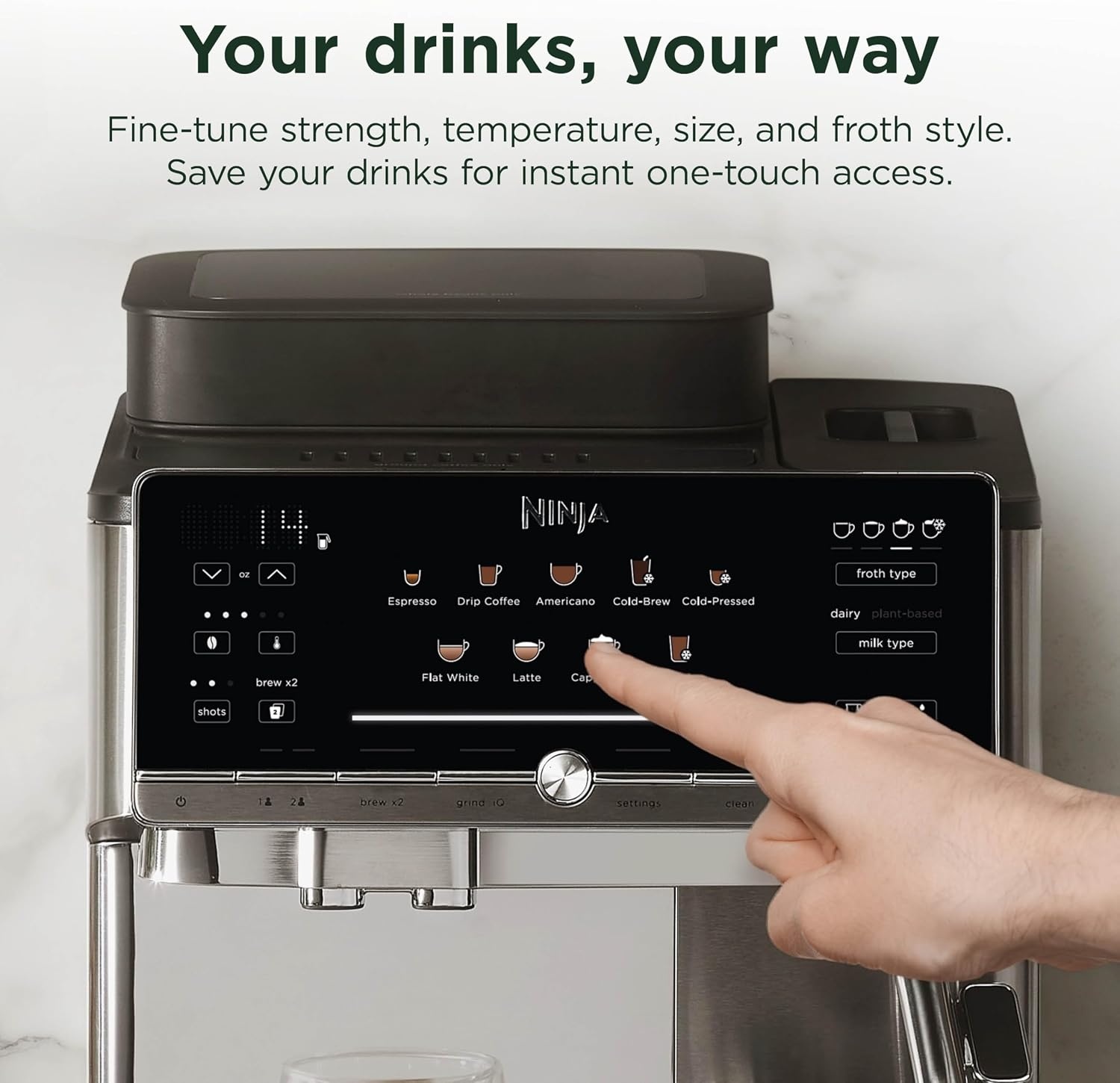 image:imageNinja AutoBarista Pro Fully Automatic Espresso 13 Drink Options AE1051AutoBarista Espresso 10 Drink Options