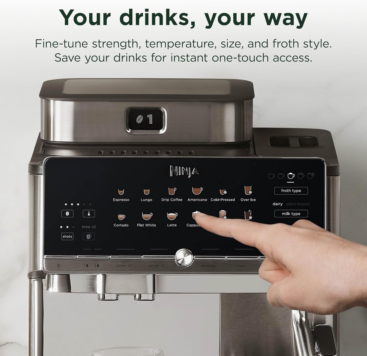 image:imageNinja AutoBarista Pro Fully Automatic Espresso 13 Drink Options AE1051AutoBarista Espresso 13 Drink Options